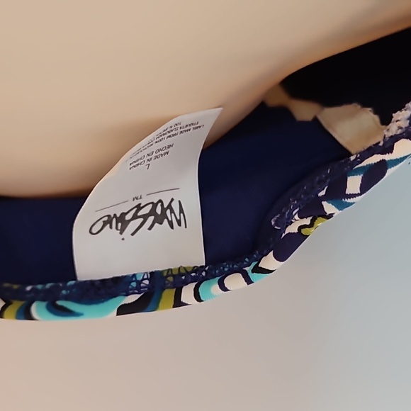 Mossimo 1-piece Swimsuit Blue & green Boho floral pattern Size L Strappy Back - Picture 13 of 17
